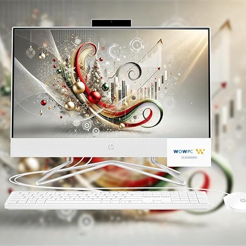 HP All-in-One Desktop Computer, 21.5" 1080P FHD Display, 16GB RAM, 256GB PCIe SSD, Intel Celeron J4025 Processor, Webcam, WiFi, HDMI, RJ-45, Wired Keyboard & Mouse, Windows 11 Pro