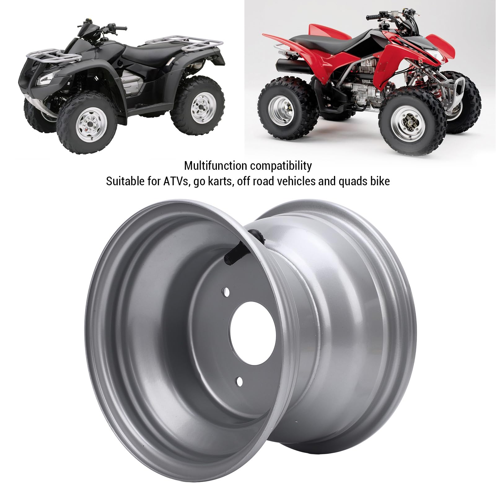 18x9.50-8 Rim de Roue ATV, Alliage en Aluminium, Quad Vélo Hors Route, Bords de Roue de 8 Pouces en VTT Conçus pour les VTT, Go Karts, Super (Trois trous (espacement des trous:
