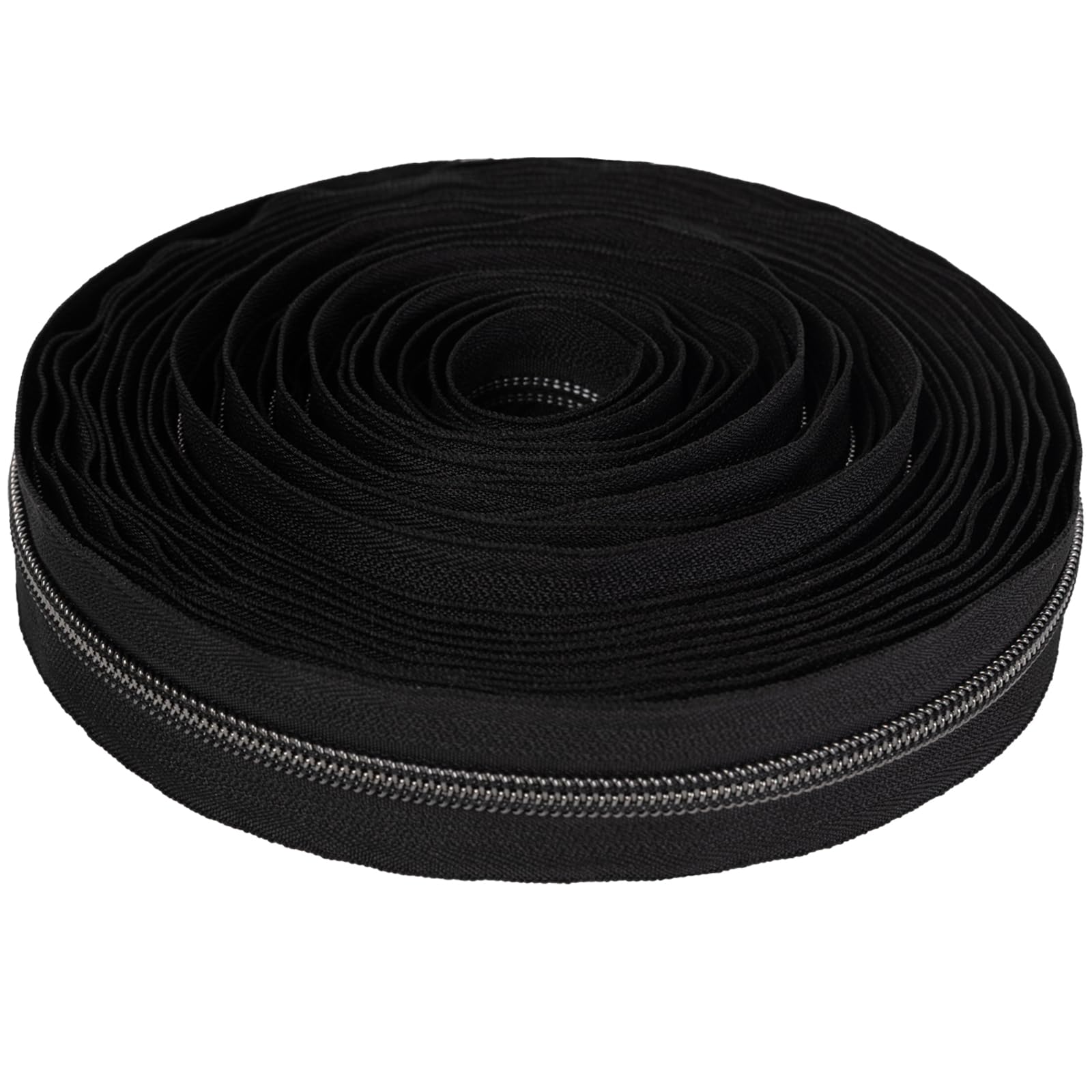 GUBOCA 9 M Cerniera Lampo Lunga,Cerniere in Nylon per Cucito a Metro con 30 Pezzi di Accessori (Nero,Nero)