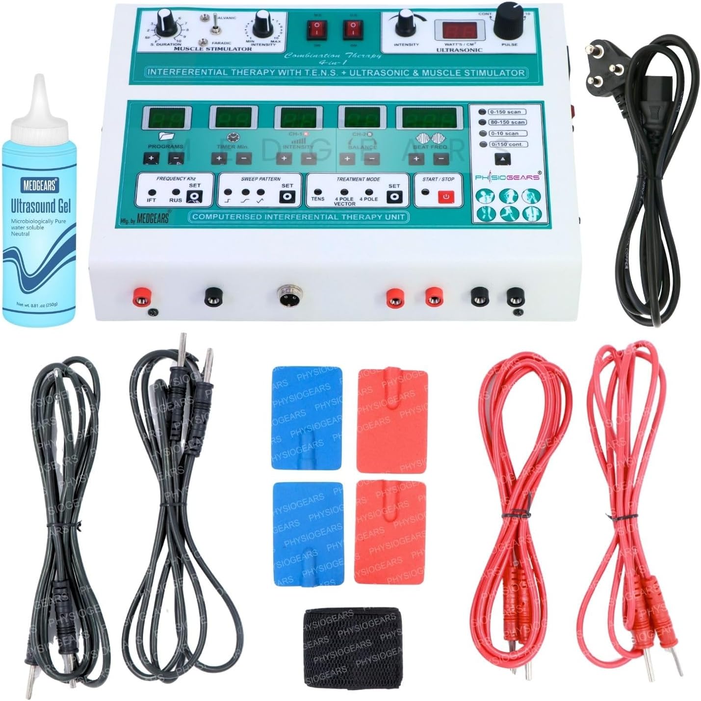 Combo (US; IFT; MS;Tens) Digital with IFT 45 4 in 1 Physiotherapy Equipment (IFT 45 4 in 1 (Adhesive Pads), 1, count)