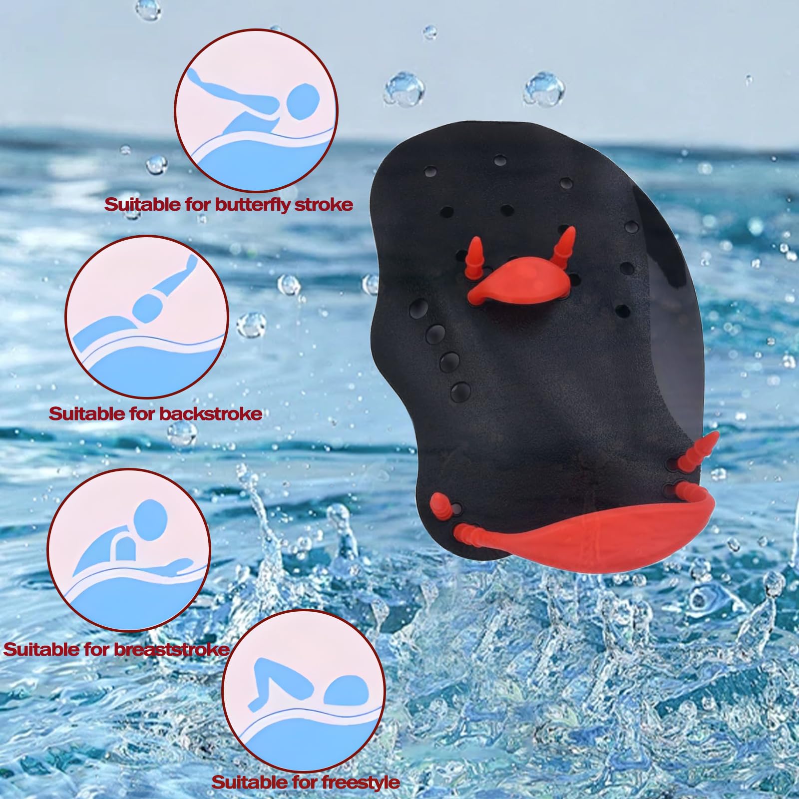 Paire De Plaquettes De Natation (pagaies à Main) - Silicone Et PP, Design Ergonomique - Pour Entraînement Et Musculation En Piscine - 12