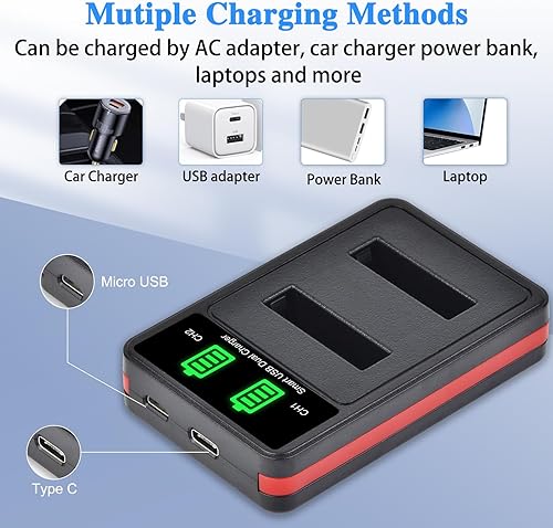 Miniatura 6 de Pickle Power Paquete de 2 baterías NB-13L y cargador dual LED para Canon PowerShot SX740 HS, G7 X Mark II, G7 X, G1 X Mark III, G5 X, G9 X, G9 X