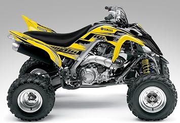 Graphics Kit for Yamaha Raptor 700 13-16 - Racer-X Yellow Background, Black Design