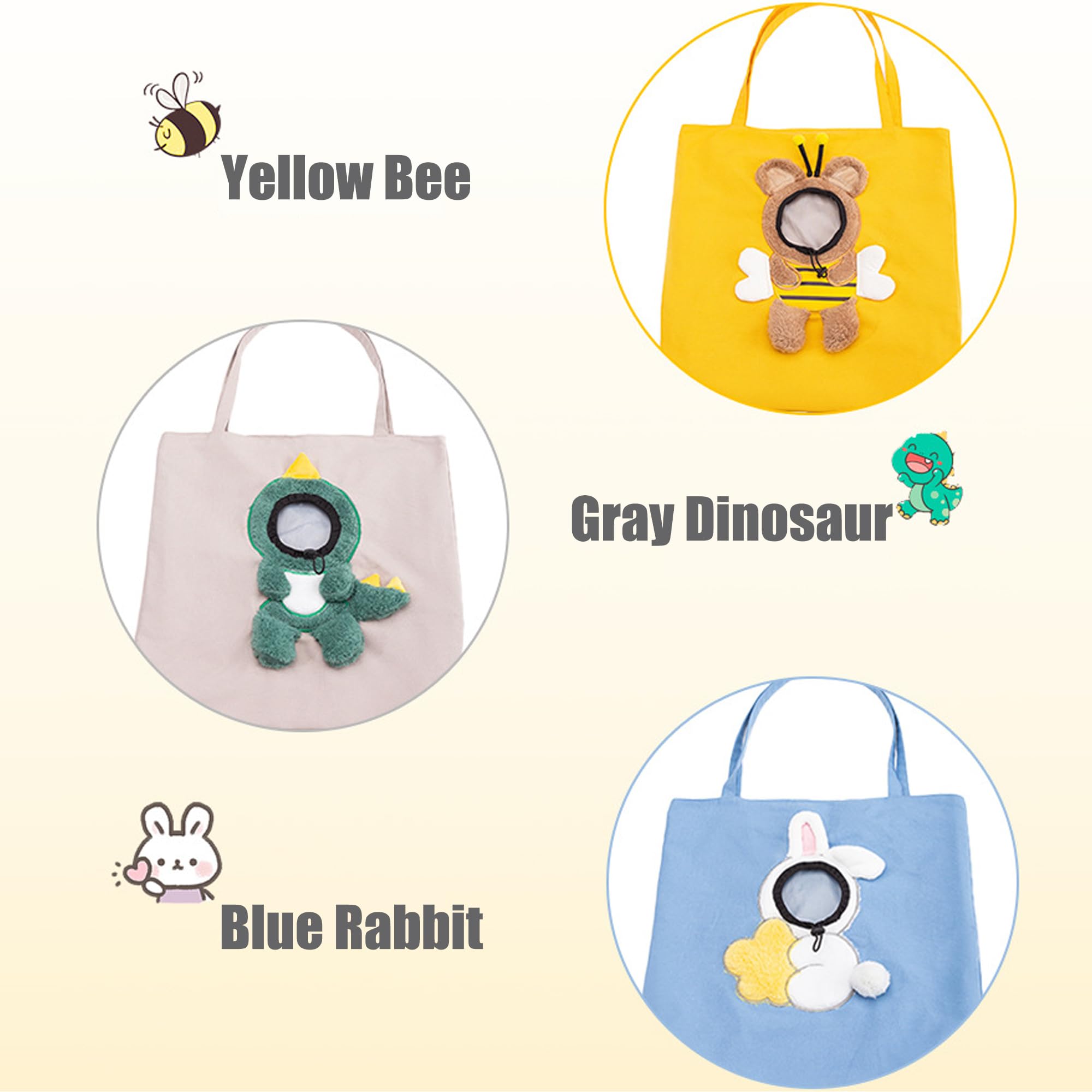Cute Cat Head Out Carry Bag Funny Show Head Pet Canvas Shoulder Bag Pet Breathable Out Bag Outcrop Travel Bag (Bee)