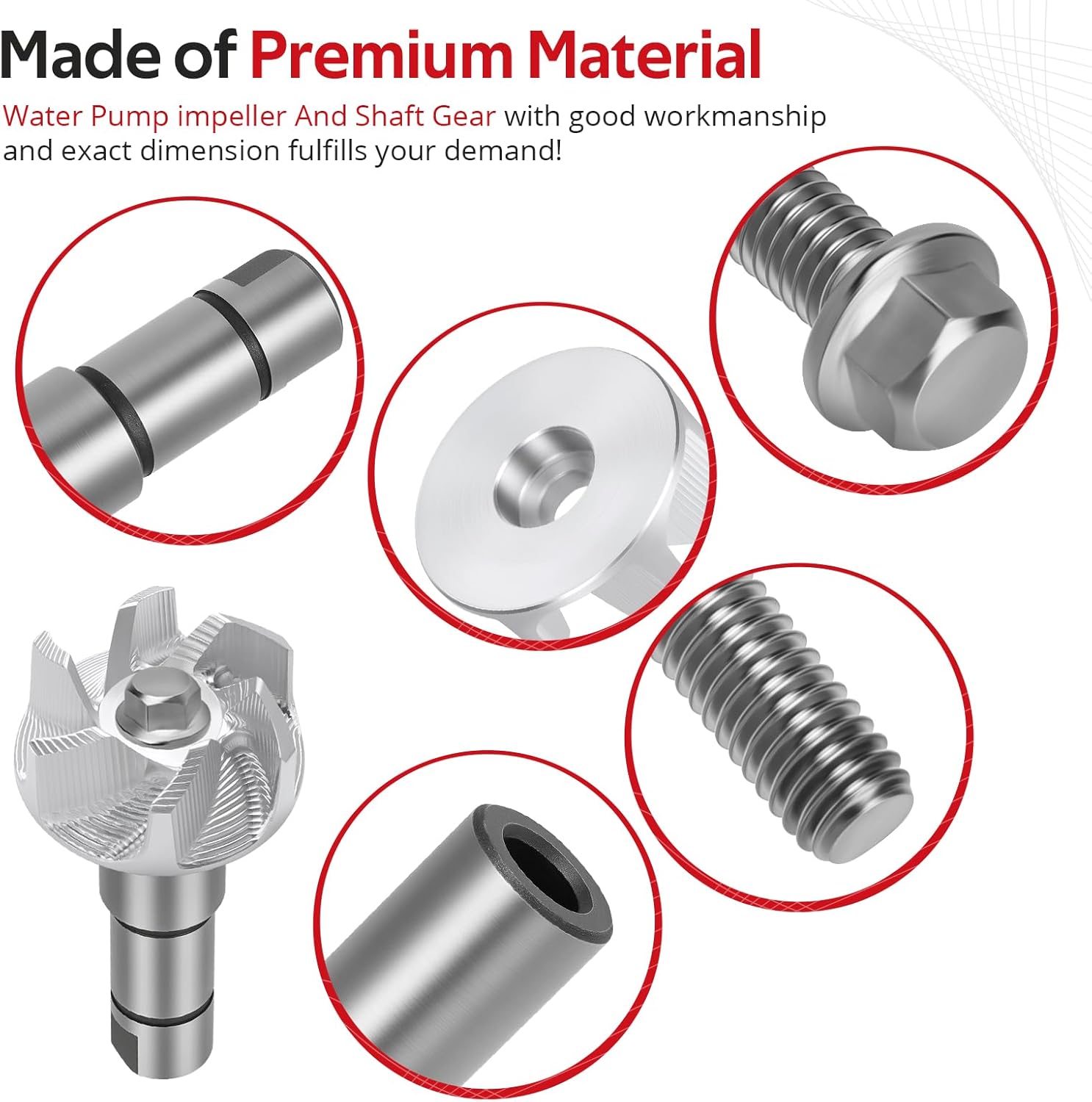 JAVIK Water Pump Impeller With Shaft Gear For Kawasaki KX450 KX450F/X/SR 2019-2024 O.E.M# 13107-0872 59256-0003
