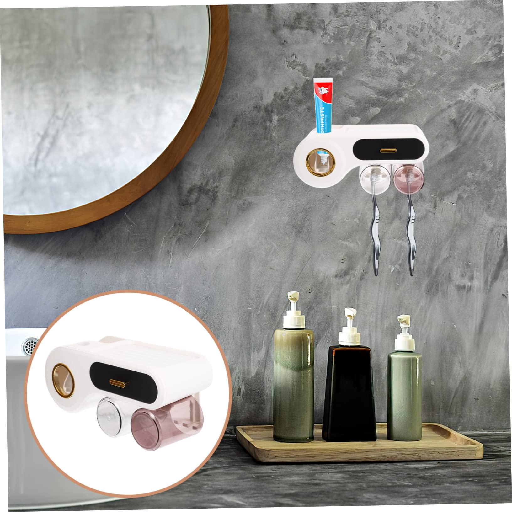 Estante de Pared para Cepillos de Dientes y Accesorios de Baño en Plástico Negro, Diseño Simple y Funcional para Almacenamiento Organizado Baño
