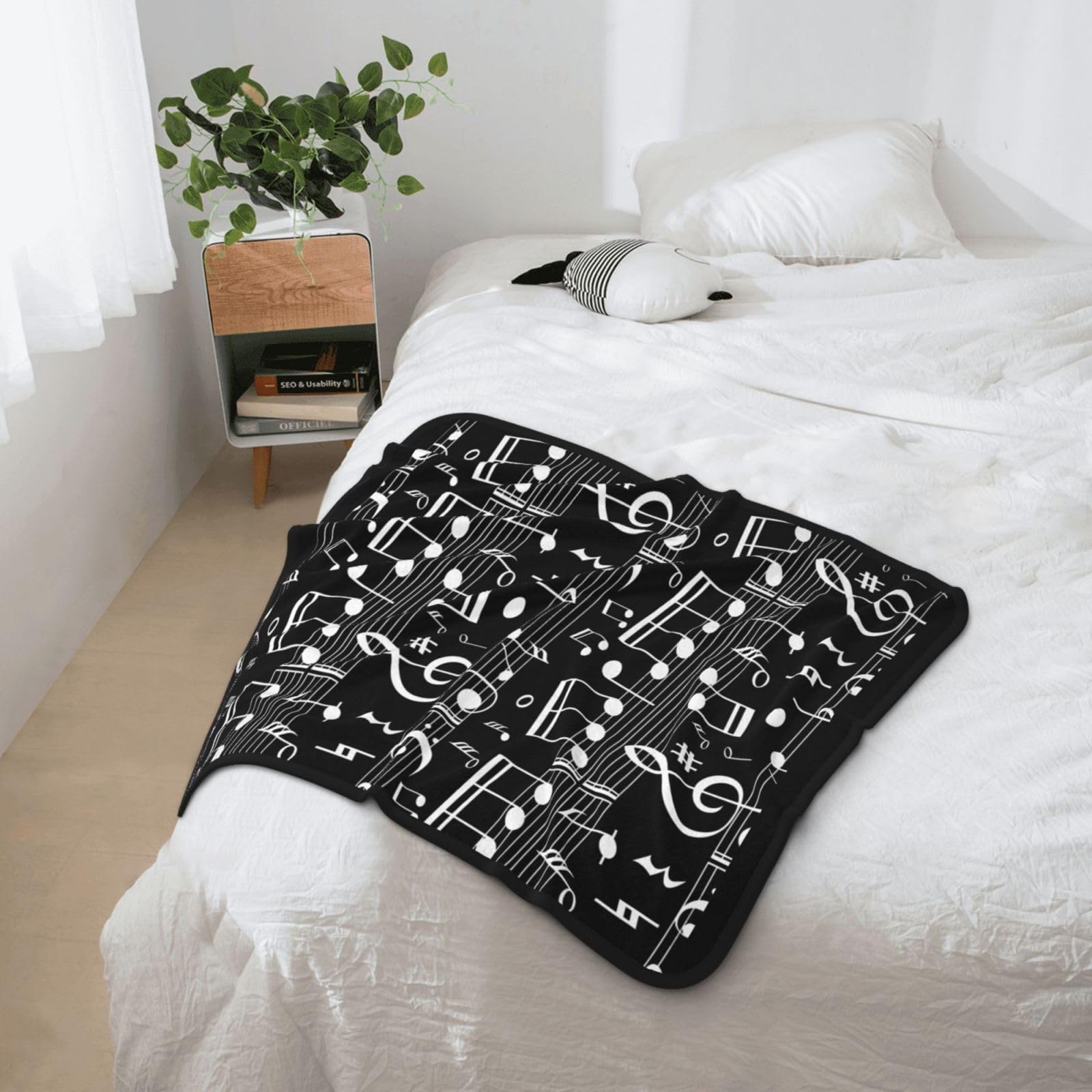Abstrakte Musiknote Decke – Flanell-Fleece, 127x101 Cm, Für Sofa, Bett & Outdoor