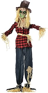 Outsunny 71" Life Size Outdoor Halloween Decorations Skeleton Scarecrow, Animated Prop with Sound and Motion Activated, Li...