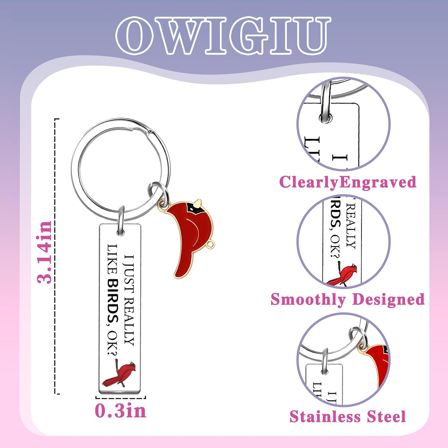 Bird Gifts for Bird Lovers Women Cardinal Keychain Gifts for Birders Watcher Gift Christmas Gift for Birds Lovers - Image 2