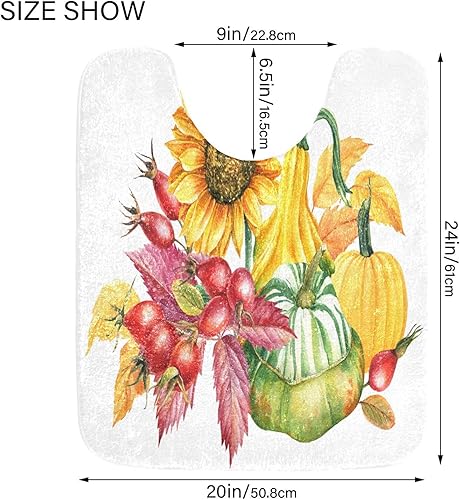 Miniatura 6 de Bathroom Rugs Sets 2 Piece 24x16+24x20 Inch,Soft U-Shaped Contour Toilet Rug Pumpkin Sunflowers Non-Slip Absorbent Bath Floor Mat Carpet Set Water
