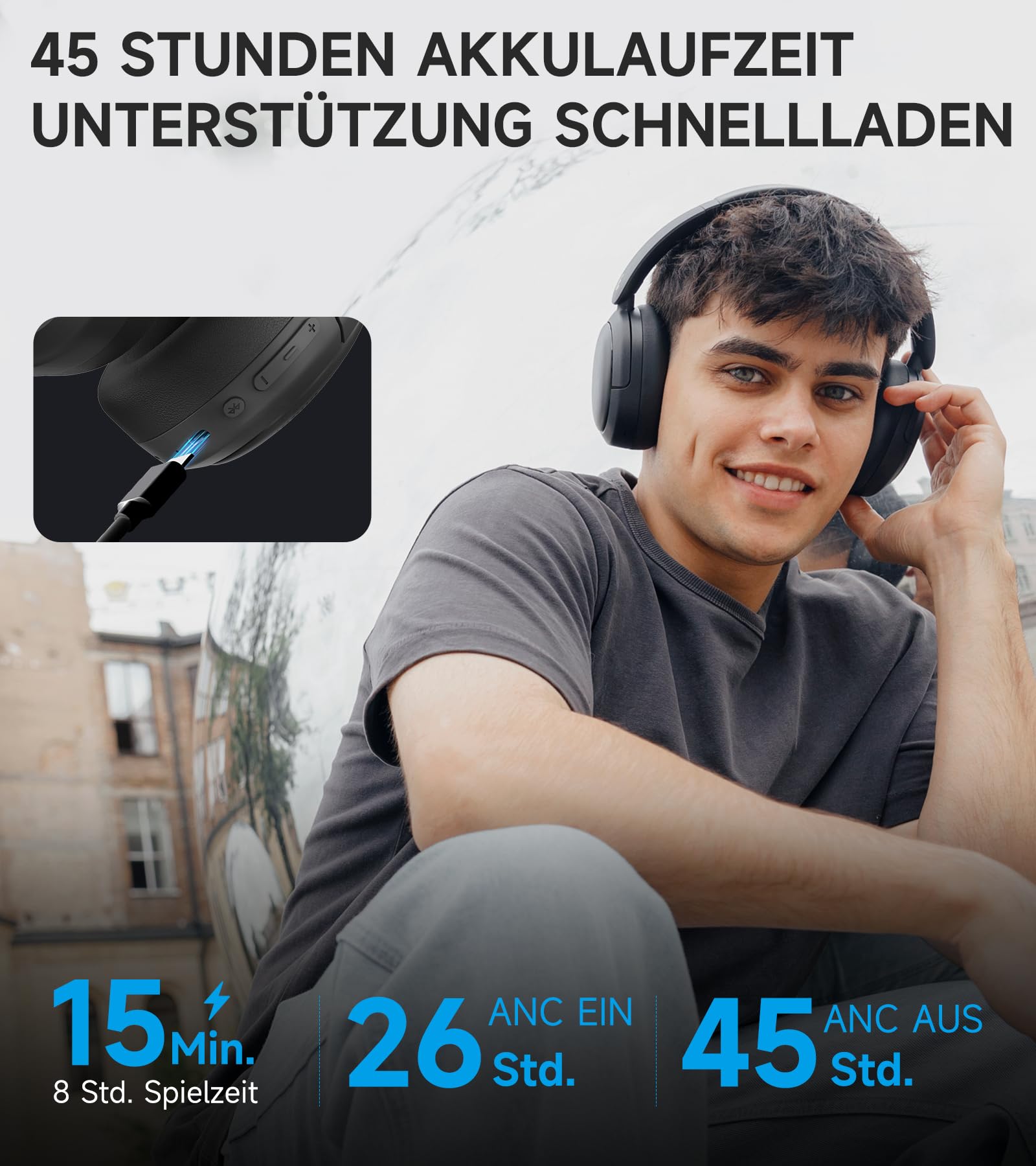 Edifier W800BT Pro Hybrid ANC Kopfhörer, Hi-Res Audio, 45Std. AKKU, Schnelles Aufladen, Faltbar, Kabellose Over-Ear Bluetooth 5.4 Kopfhörer - Schwarz
