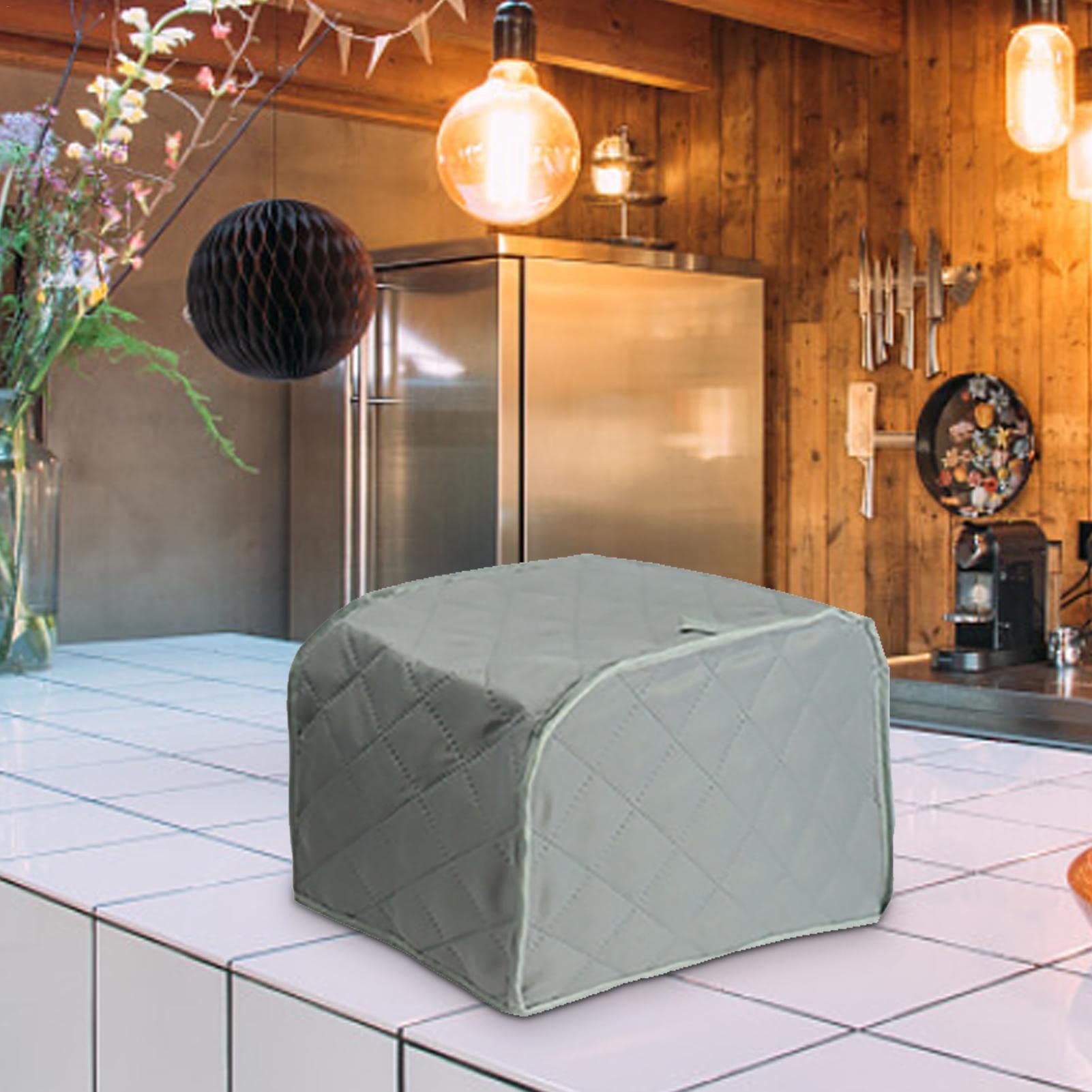 shangfu-team 4 Toaster Cover Bread Machine Dust Protection Cover Kitchen Toaster Cover Washable Cotton Linen Bakeware Protector Fits for Most 4 Long Slot Toasters, Gray