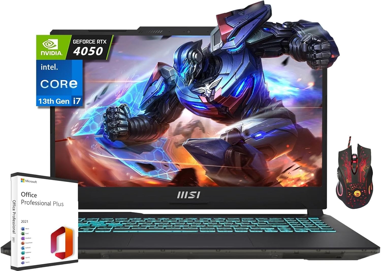 MSI 2024 Cyborg 15 Gaming Laptop, 15.6" FHD 144Hz, Intel 10-Core i7-13620H, 32GB DDR5, 1TB SSD, GeForce RTX 4050, Backlit KB, Wi-Fi 6, Windows 11 Home, w/Office Lifetime License