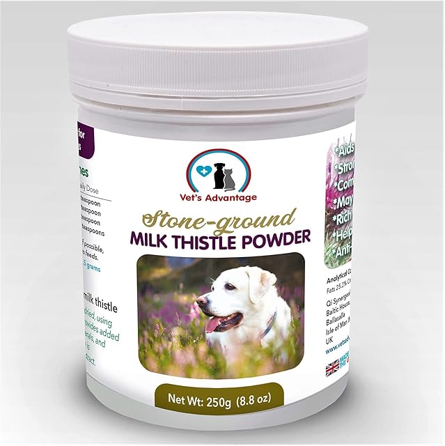 Vet's Advantage 100% Pure Stone-ground Milk Thistle Powder for Dogs - for Optimal Liver Health & Detoxification