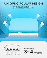 Vista 2 de OutdoorMaster Tienda de campaña de playa para 3-4 personas, fácil instalación y portátil, toldo de refugio solar con protección UV UPF 50+, tragaluz