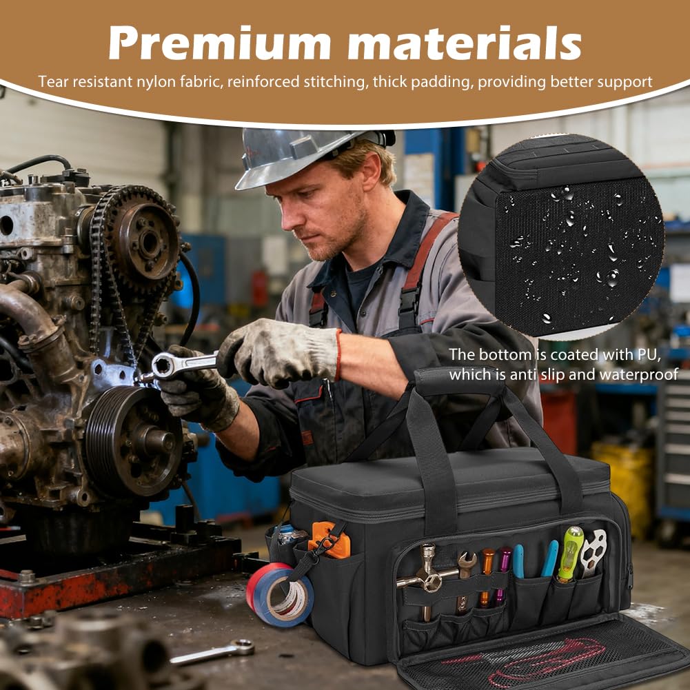 Borsa per attrezzi per uomo, elettricista, impermeabile, borsa attrezzi multifunzionale, scatola attrezzi universale con molteplici tasche per artigiani, elettricisti, falegnami