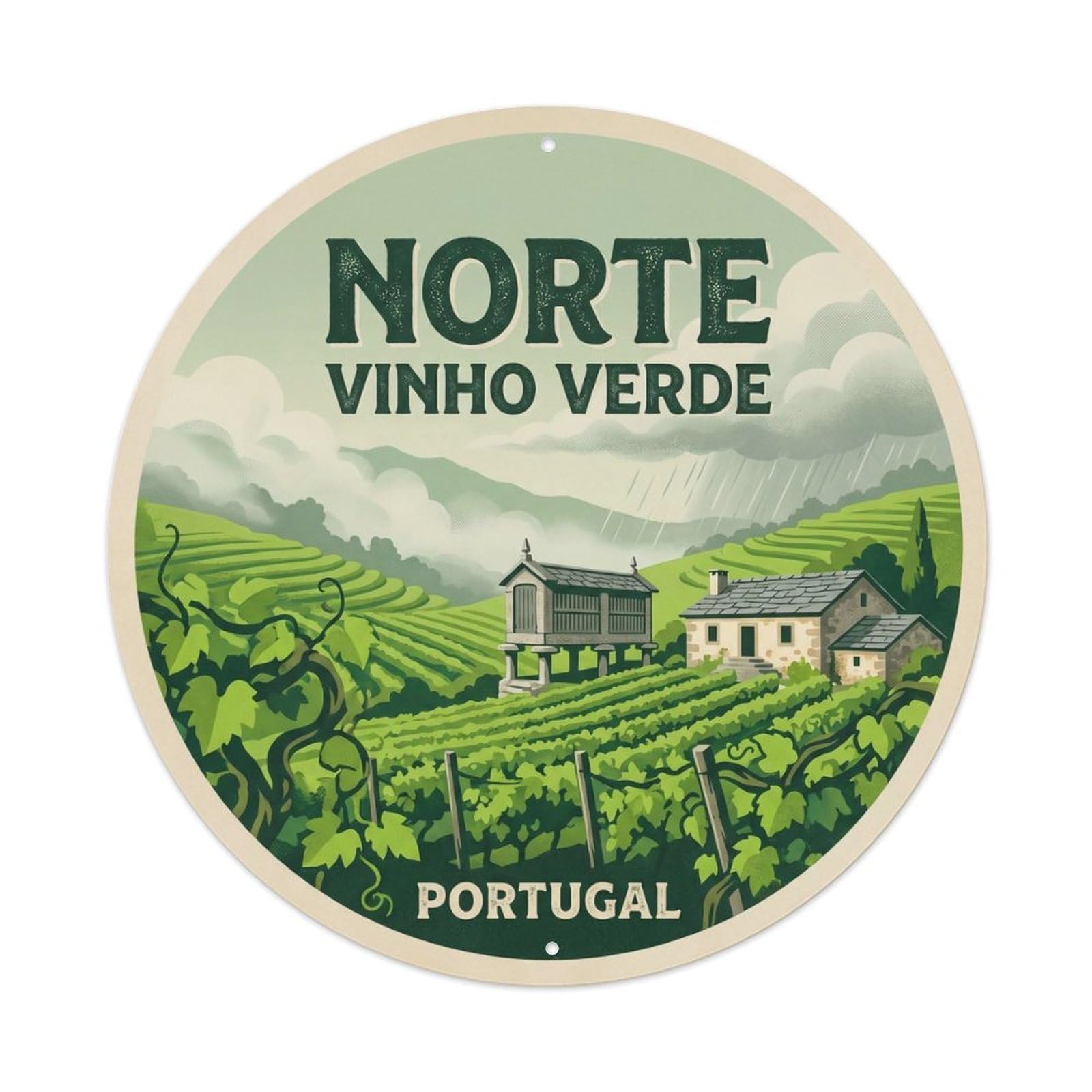 Olhnbad Style Portugal Norte Vinho Verde Vineyards Landmark Metal Tin Sign