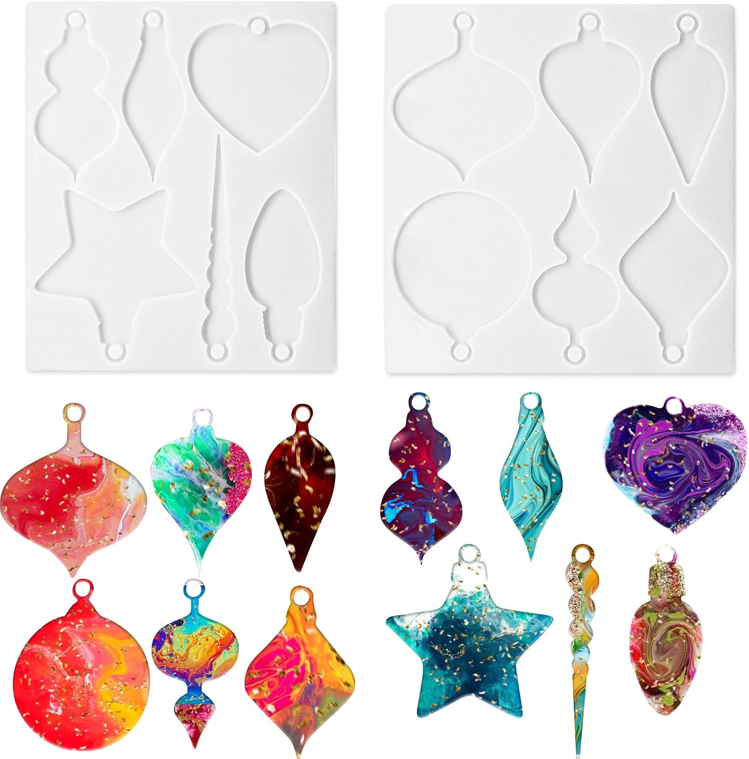 2Pcs Christmas Resin Rolds Silicone Epoxy Molds, Christmas