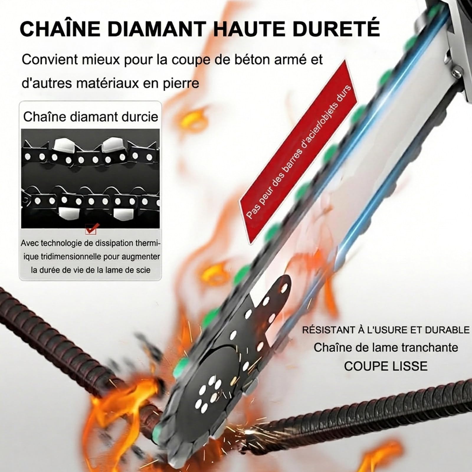 Tronçonneuse à Béton, Scie à béton électrique avec Pompe à Eau, 2 Chaînes et 2 Guides, Profondeur de Coupe 35 cm/48 cm, Chaînes pour Granit, Béton et Pierre 48cm