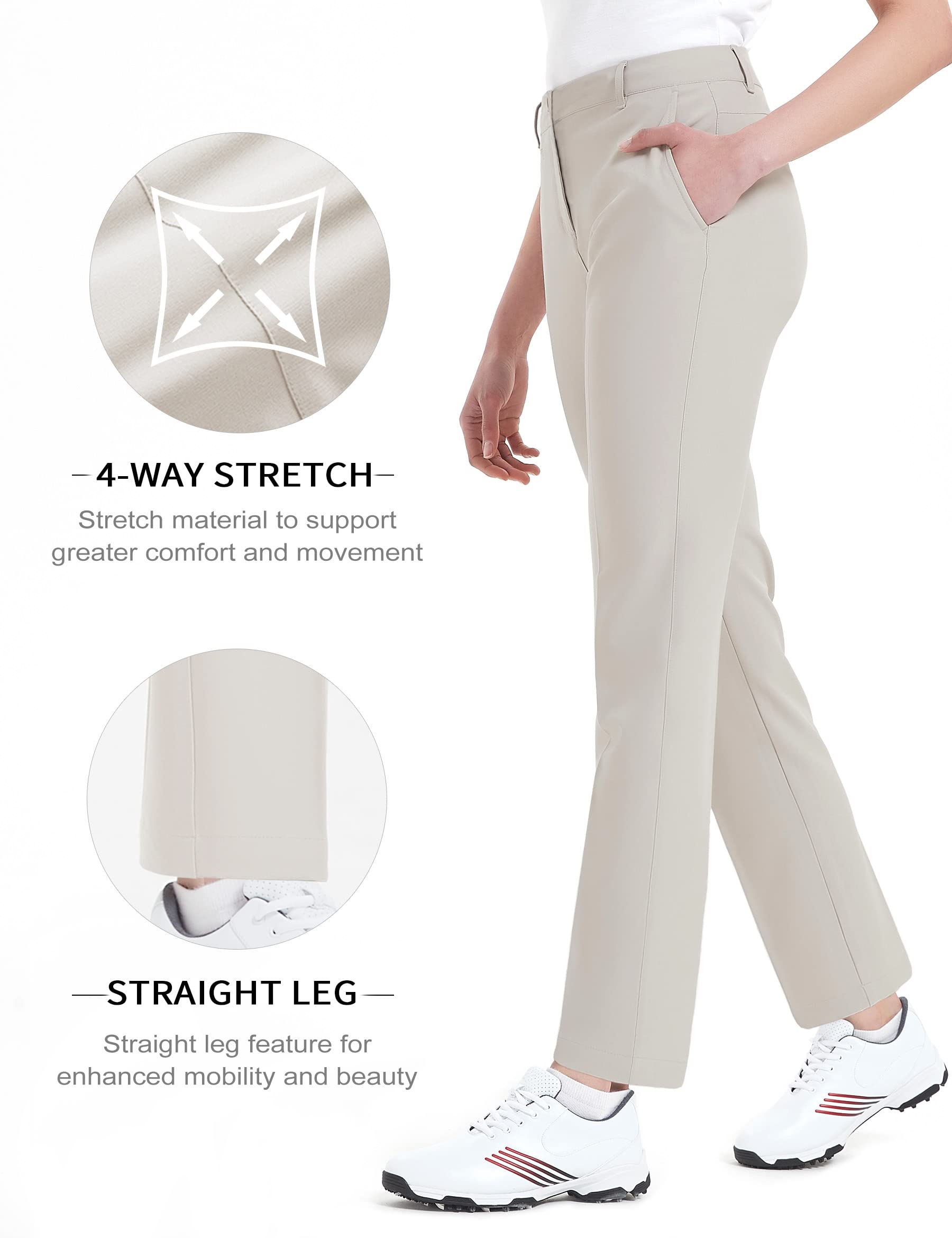 Damen-Golfhose, Stretch, gerade, leicht, atmungsaktiv, Twill - Beige - 46