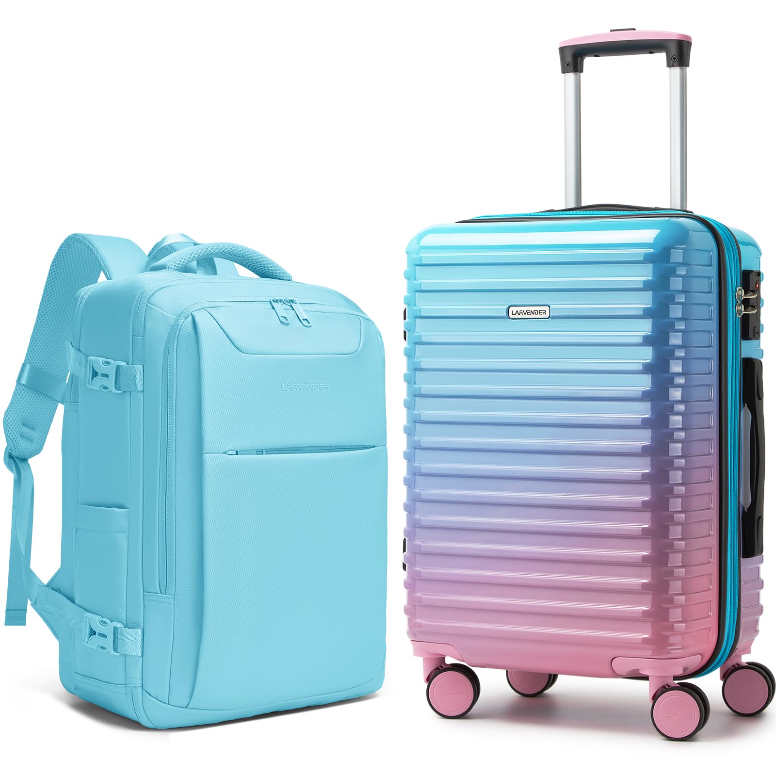 LARVENDER Carry on Luggage 22x14x9 Airline Approved Expandable 20 Inch Hardside Large Suitcase with Wheels TSA Lock Lightweigh
