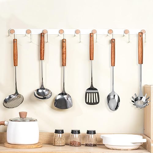 Miniatura 3 de FJNATINH Espátula Wok, espátulas ranuradas, cucharón, juego de herramientas de cucharón de espumadera, utensilios de cocina de acero inoxidable de