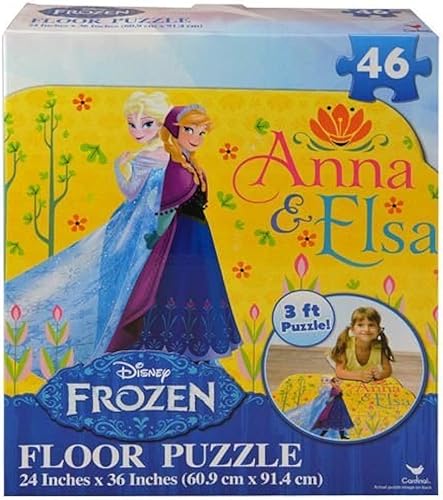Disney Anna and Elsa - Rompecabezas de suelo congelado de 46 piezas, 24 x 36 pulgadas