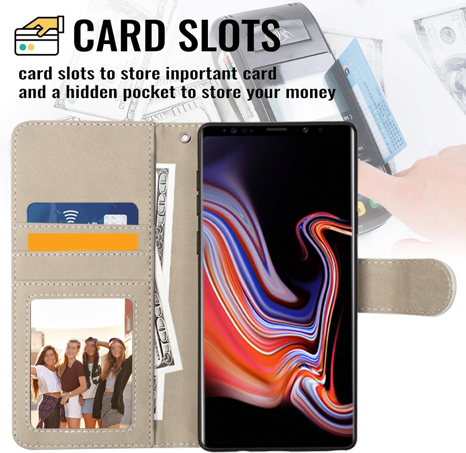 UrSpeedtekLive Samsung Galaxy Note 9 Case, Galaxy Note 9 Premium PU Leather Wristlet Flip Wallet Case Cover with Card Slots & Stand, Mandala