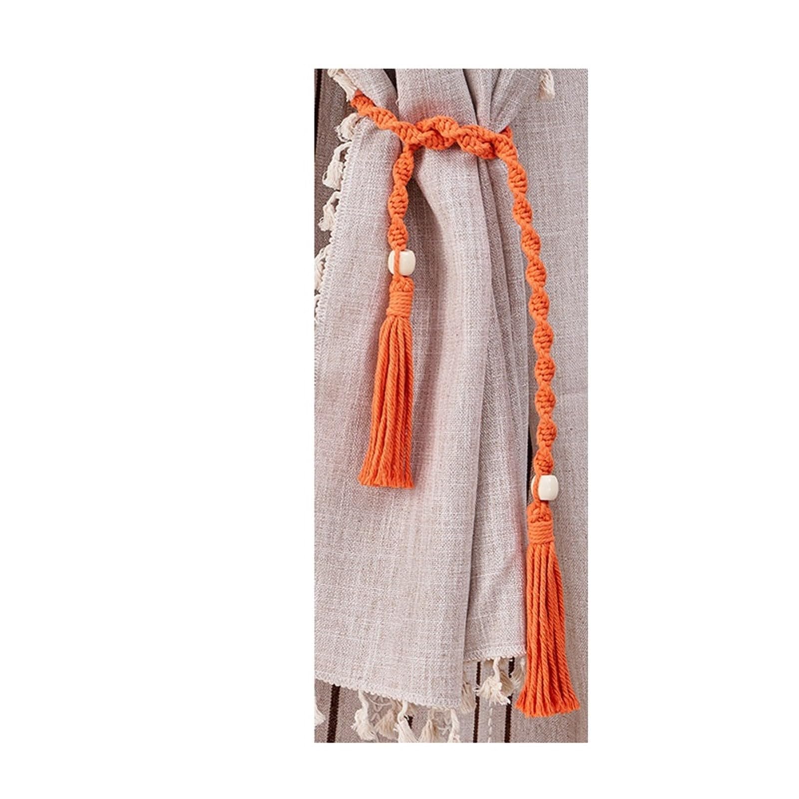 Cotton Rope Curtain Tieback With Tassels/Holdback Tie Belt(Orange)