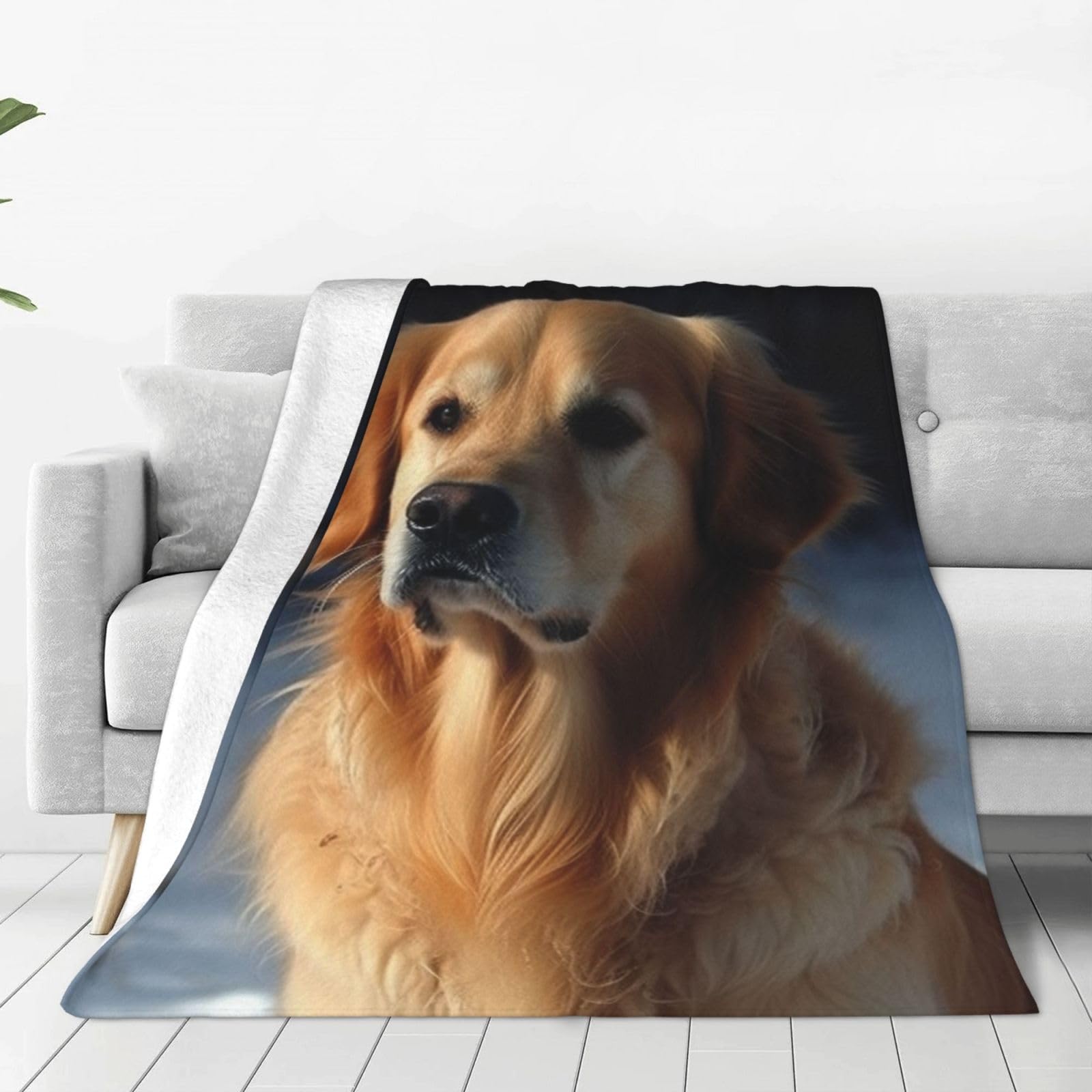 KLOPH Golden Retriever Throw Blanket 50"x40" Flannel Fluffy Warm Blanket for Couch, Reversible Plush Blankets for Bed, Comfy Fuzzy Blanket for Sofa, Plush Lightweight-Blankets for All Season