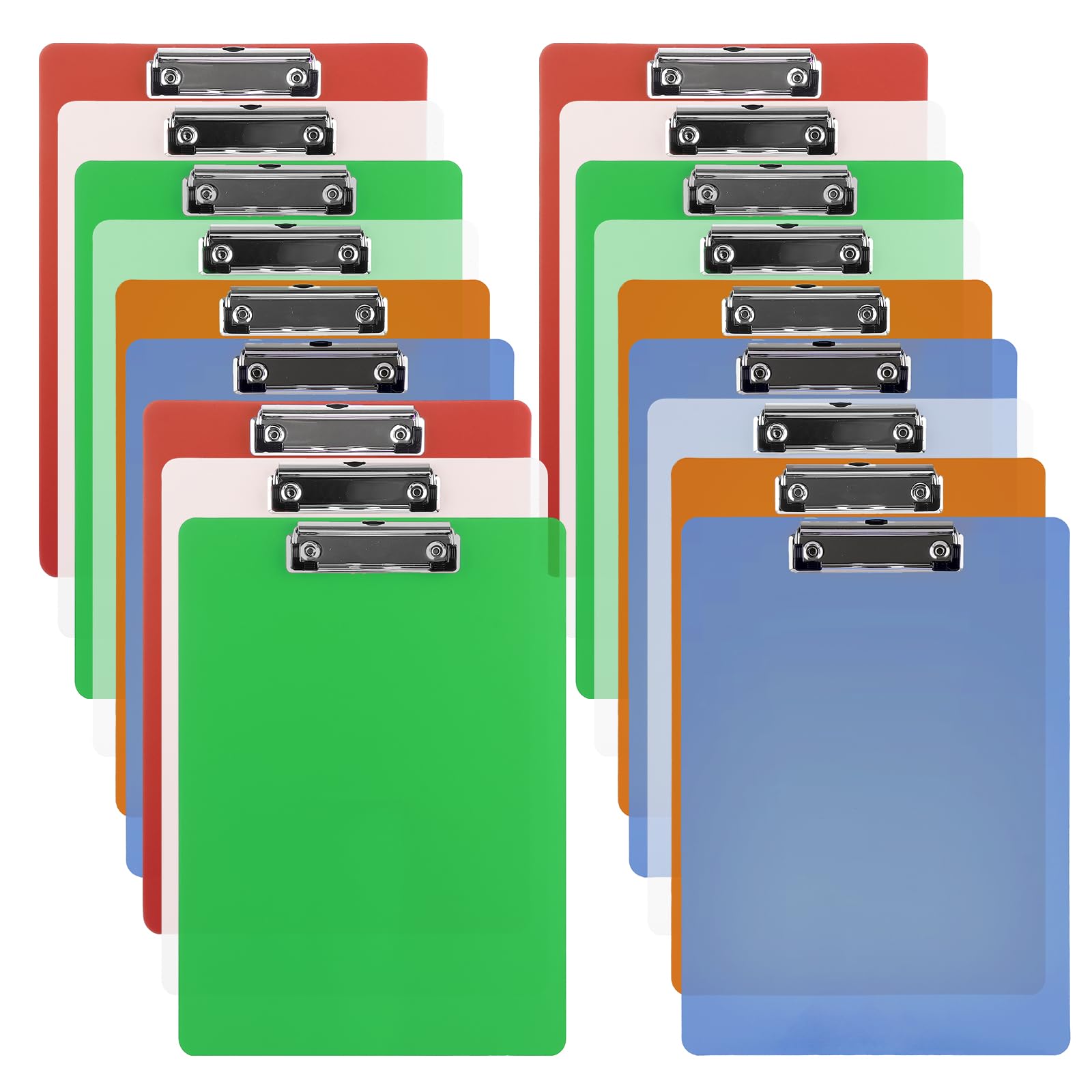 CYEER A5 Clipboard Pack of 18, Multicolored Clip Boards A5 with Hanging Hole, Plastic Clipboard with Heavy Duty Clip for School, Office, Restaurant