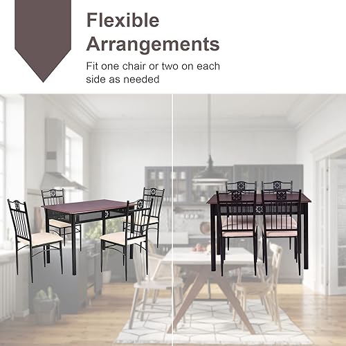 Miniatura 8 de COSTWAY Juego de mesa de comedor de 5 piezas, juego de mesa de cocina moderno para 4 personas, mesa rectangular de 42 pulgadas con 4 sillas