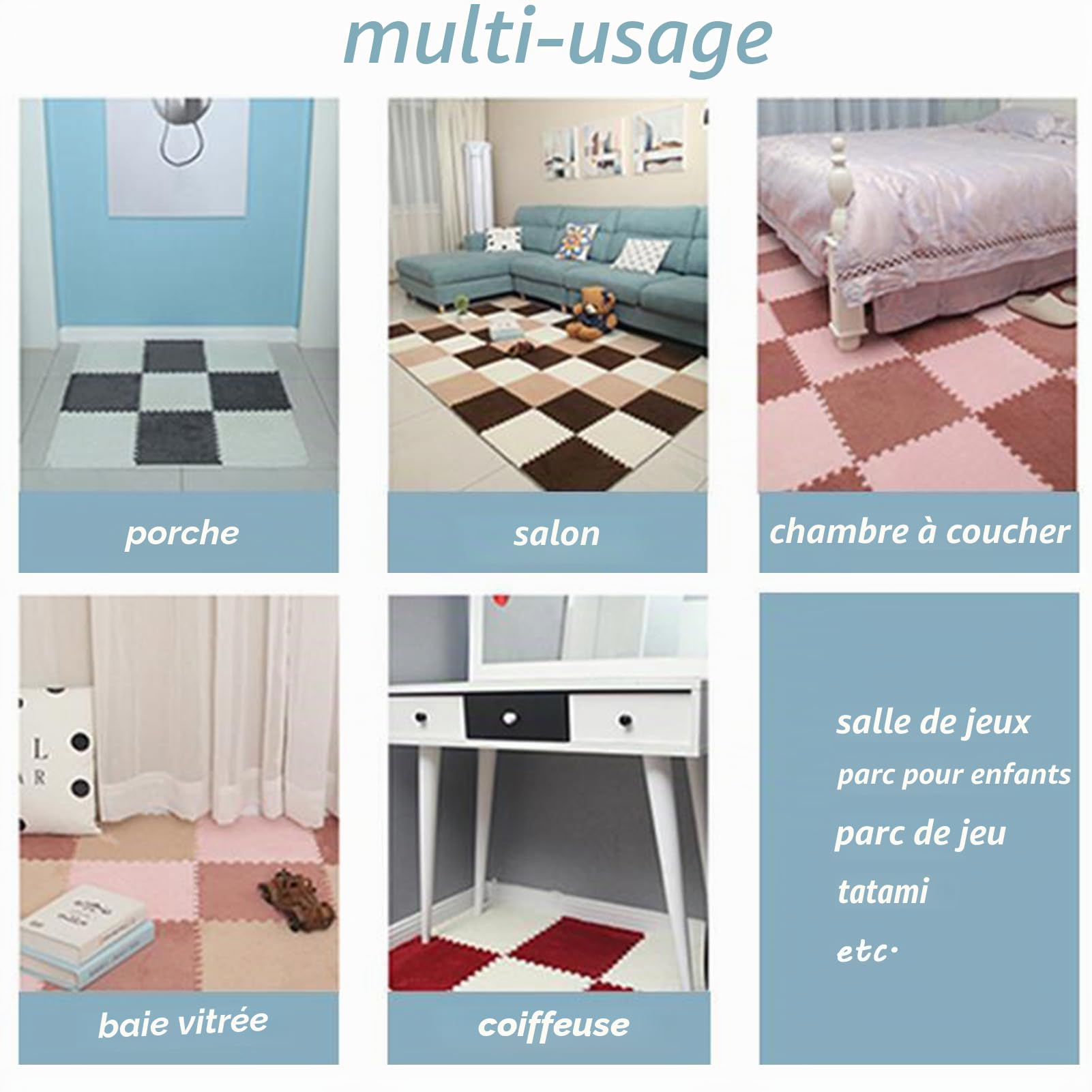 Lot de 10 Tapis Doux à Poils Longs, Carreaux De Moquette Moelleux Imbriqués, Carreaux De Sol Antidérapants pour Jeu De Puzzle, Tapis Sensoriel pour Salle Sensorielle(Color:Rose+Café Clair)