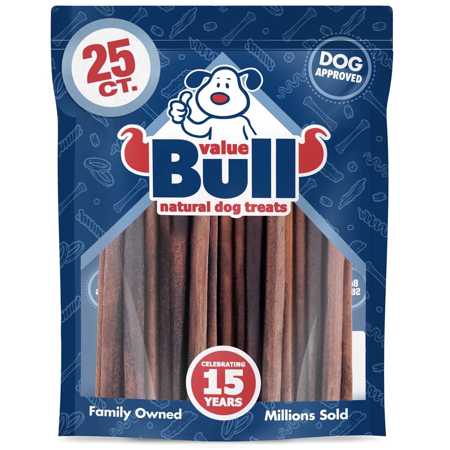 ValueBull Collagen Sticks for Small Dogs, 12 Inch Thin Chews, Natural Dog Treats, 25 Count - Supports Joints, Skin & Coat with Chondroitin &