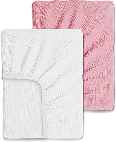 Juego de 2 sábanas de muselina ultrasuaves para cuna de bebé, para niño o niña, 100% algodón orgánico, bohemio, juego de sábanas para cuna de ajuste disponible en Yaxa Peru