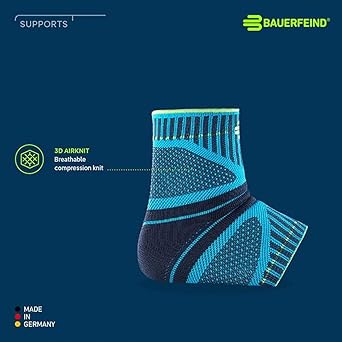 Bauerfeind Sports Ankle Support Dynamic - Ankle Compression Sleeve for Freedom of Movement - 3D AirKnit Fabric for Breathability - Premium Quality & Washable (S, All Black)