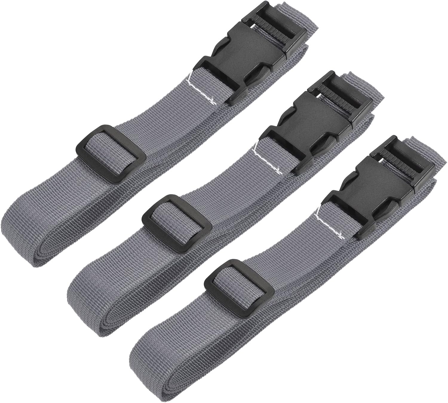 MECCANIXITY Luggage Strap, 1.5m Length Adjustable Suitcase Belt with Quick Release Buckle for Backpack Travel Accessory, Gray Pack of 3