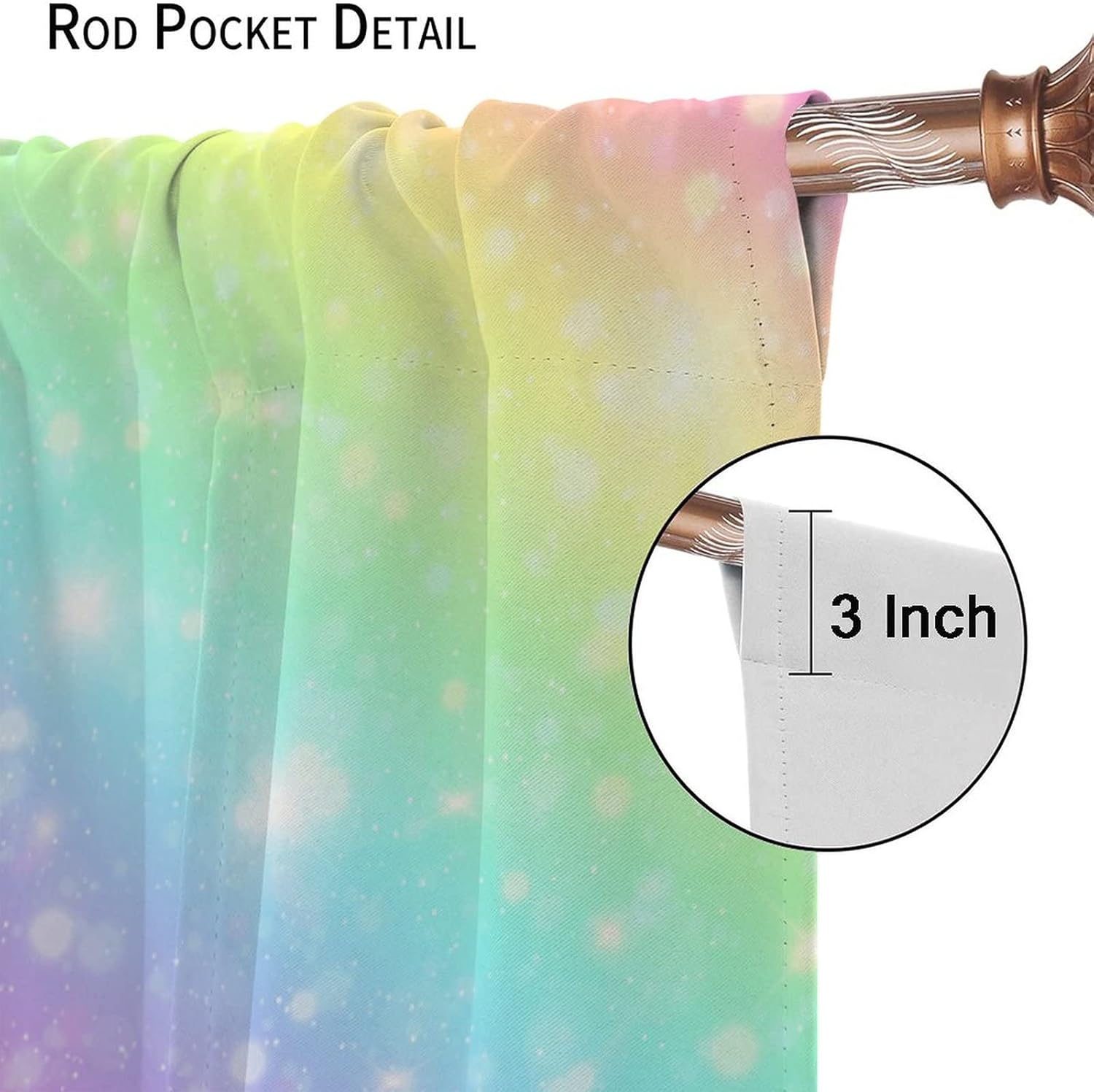 Rainbow Window Curtains,Colorful Fantasy Rainbow Stars Print Curtains,Dream Theme Rod Pocket Window Drapes for Nursery Kids Girls Bedroom Decor,2 Panel Set W63xL63in