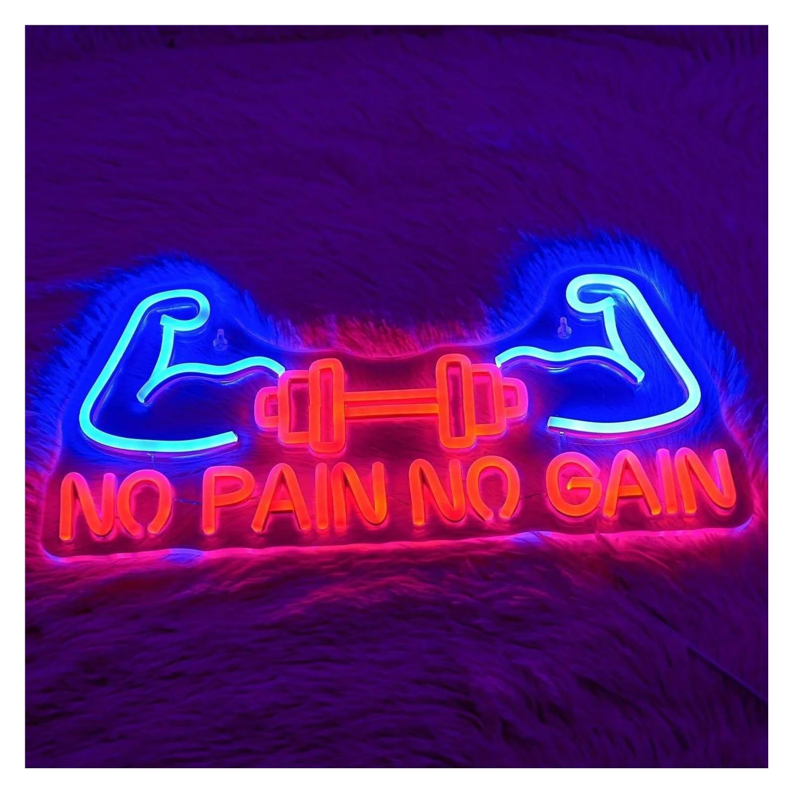 Luci al Neon Da Parete Manubri Dimmerabili Con Insegna Al Neon No Pain No Gain Muscoli Luminosi A Per Competizioni Di Bodybuilding In Palestra, Club Fitness