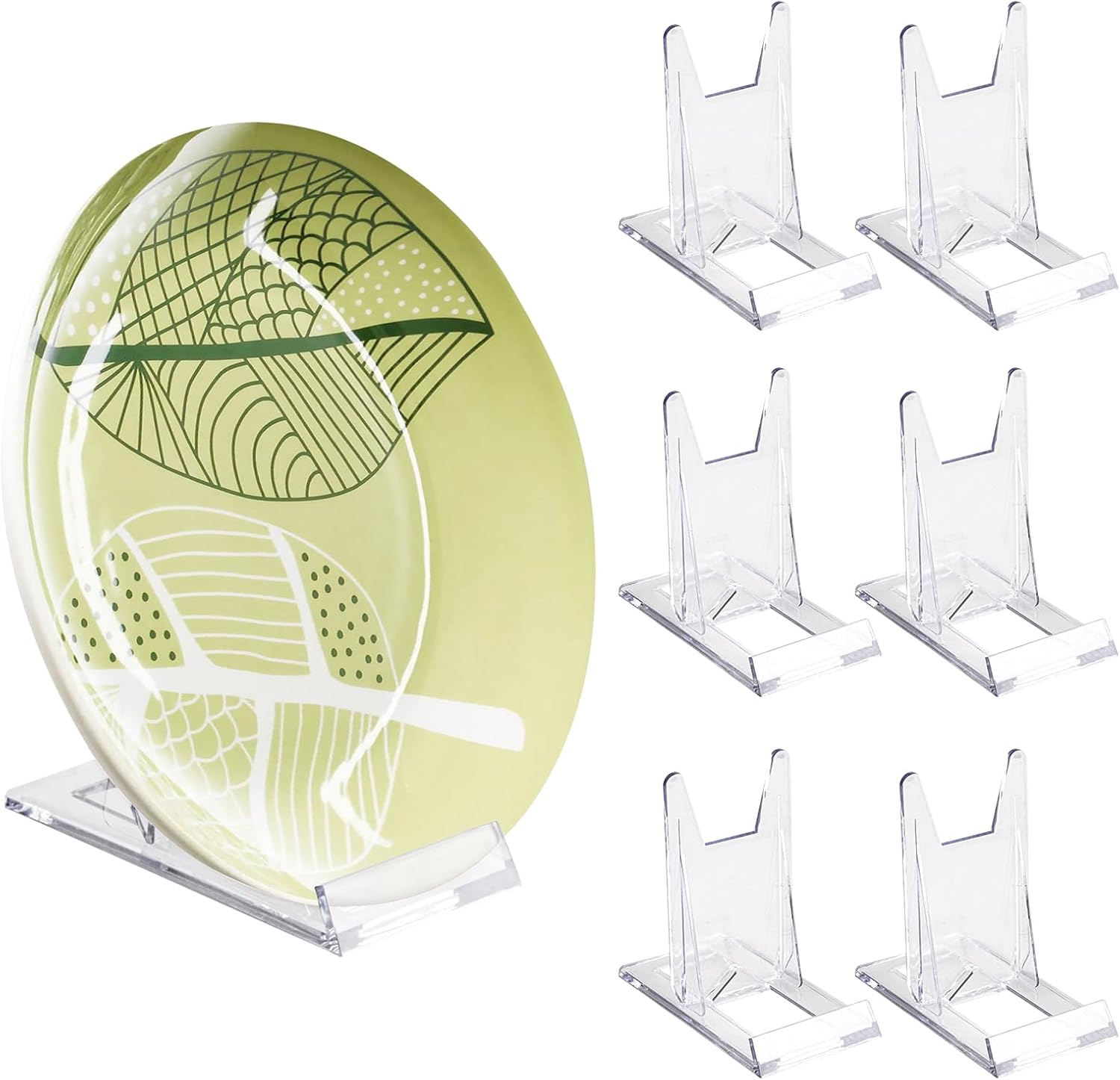 Fowecelt Plate Display Stands Clear 6 Set Plate Stand for Display, Plate Holders Display Stand