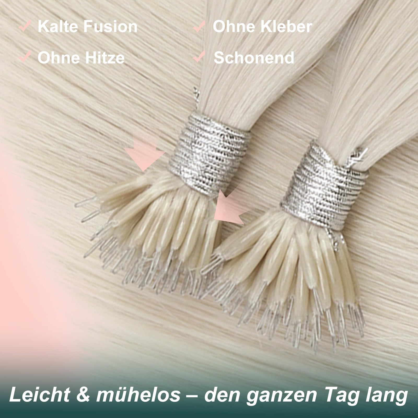 Easyouth Nanoring Extensions Echthaar Platinblond Extensions Nanoring Echthaar Blond Haarverlängerung Nanoring Extension Für Damen #1000 35 cm 50 g 50s