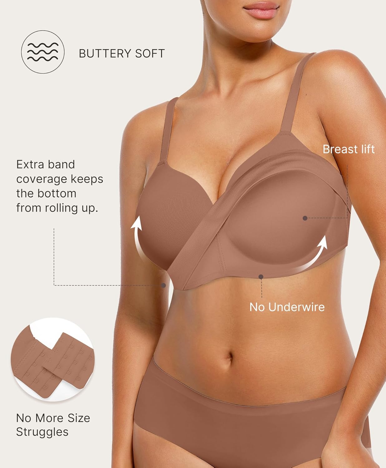 FeelinGirl Wireless Supportive Bra for Women, Seamless Comfort Bralettes No Underwire Full Coverage Everyday Bras - Image 2