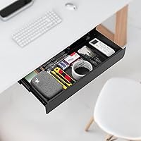 Vista 6 de KHAMAL Under Desk Drawer Slide Out Large - Under Table Drawer 17.32" x 9.25", Pull-Out Storage Organizer With Cable Management For Home & Office