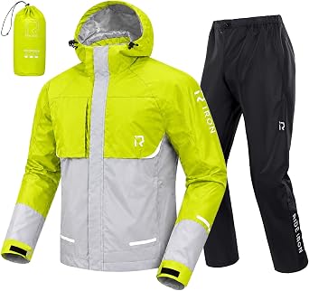 RIDEIRON Motorcycle Rain Gear for Men Women Waterproof Rain Suit Reflective