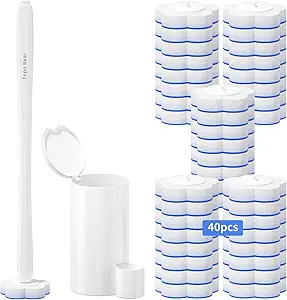 Disposable Toilet Bowl Brush with 40 Toilet Wand Refills, Toilet Bowl Cleaner Wands, Toilet Cleaning System Starter Kit