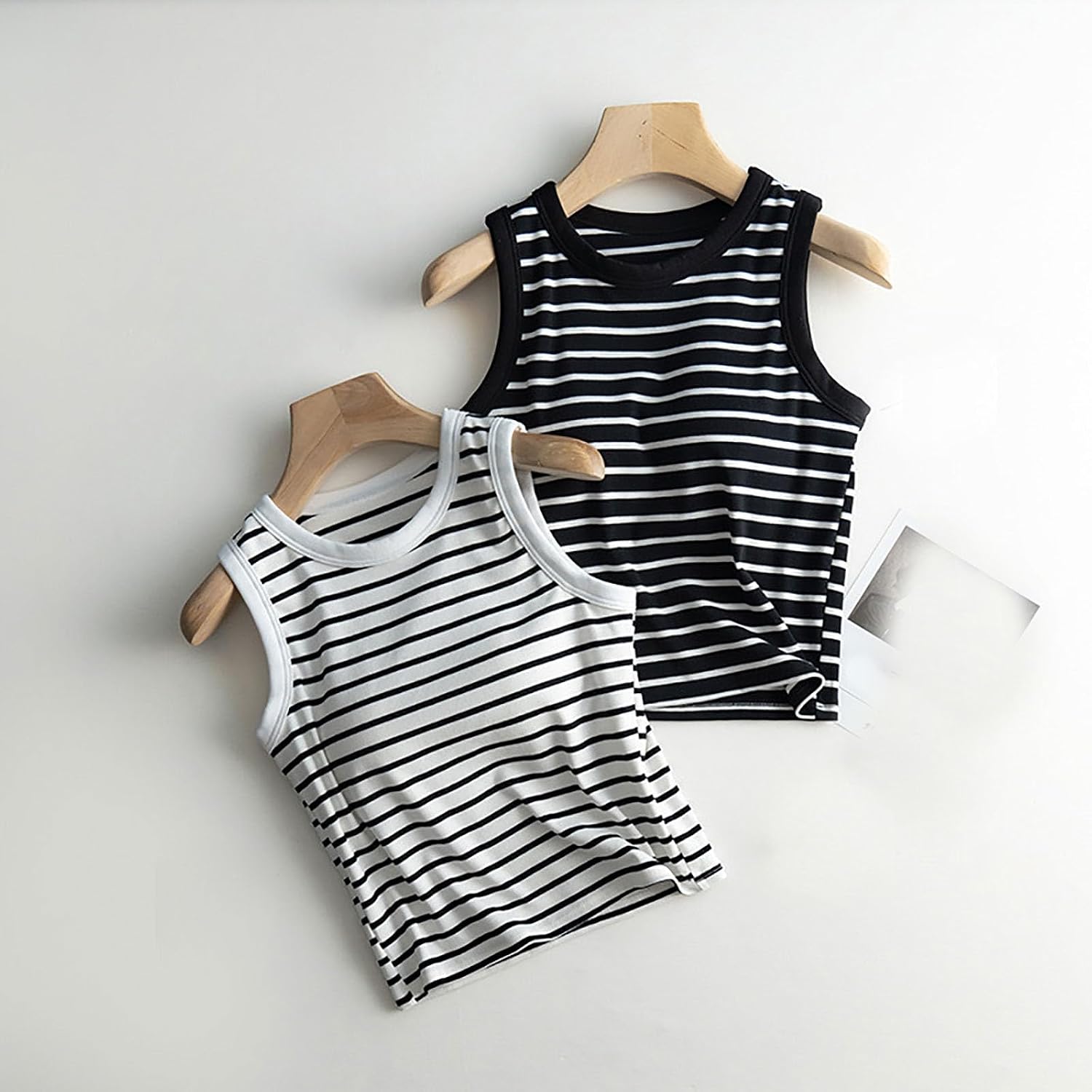 Womens Workout Crop Tank Tops Spring Gym Cropped Sleeveless Fashion Shirts Crew Neck Sports Striped Y2K 2026 Athletic