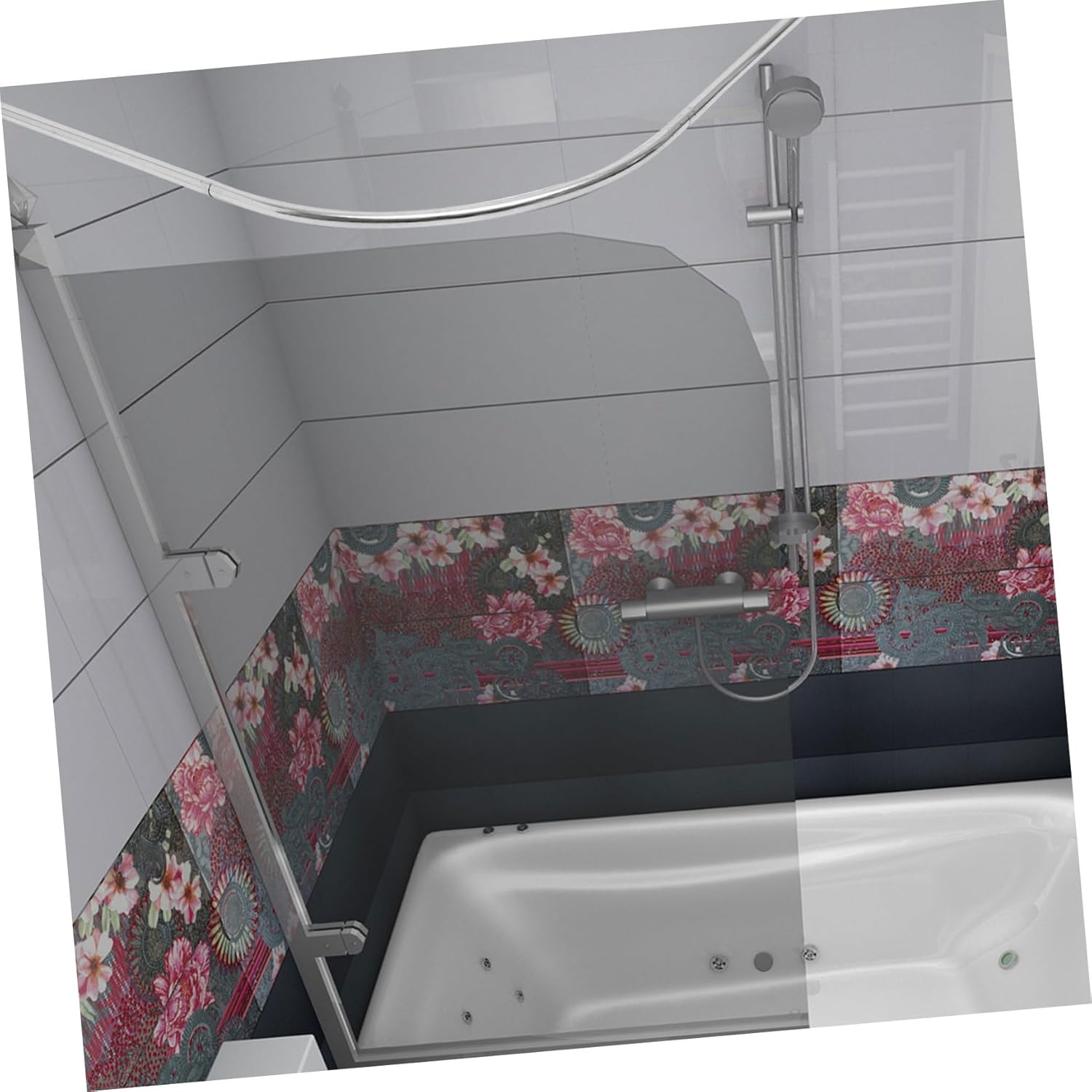 PRETYZOOM Expandable Curved Shower Curtain Rod Telescopic Pole Easy Install Home and Rv Use