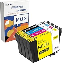 MUG-4CL Japanese Epson Ink Mug, EPSON Compatible, EW-452A, EW-052A, Printer Ink, EW452A, EW052A, Ink Cartridge, For Use With Original Mugs (Total 4 Pcs)