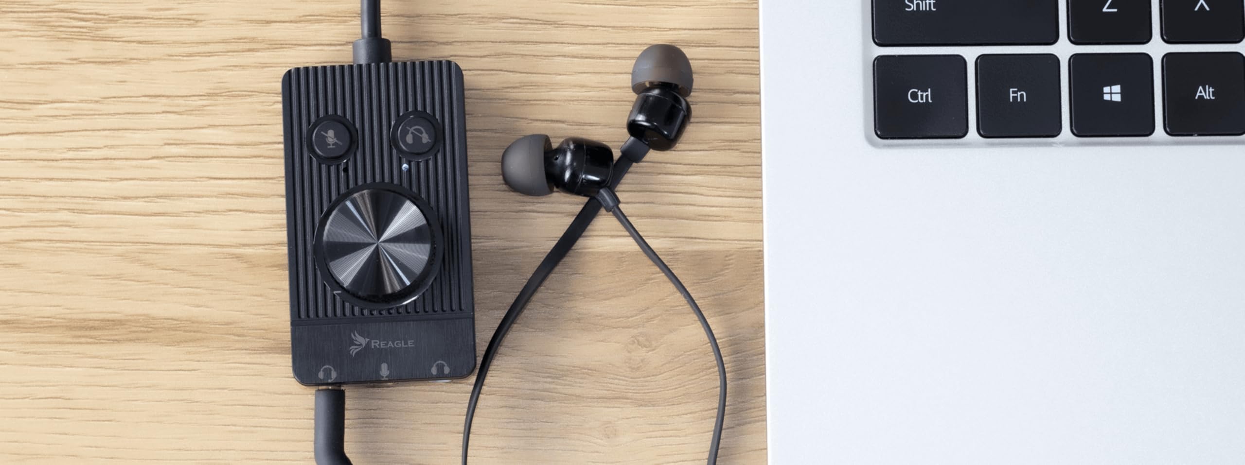 Reagle zewnętrzna karta dźwiękowa USB – 48 kHz/16-bitowy audio, złącza jack 3,5 mm, plug & play, regulacja głośności, przełącznik wyciszenia mikrofonu i słuchawek, kompatybilna z Windows, Mac OS