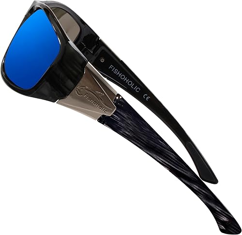 Fishoholic Gafas de sol polarizadas de pesca con logotipo de metal UV400 regalo de pesca con estuche rígido y bolsa